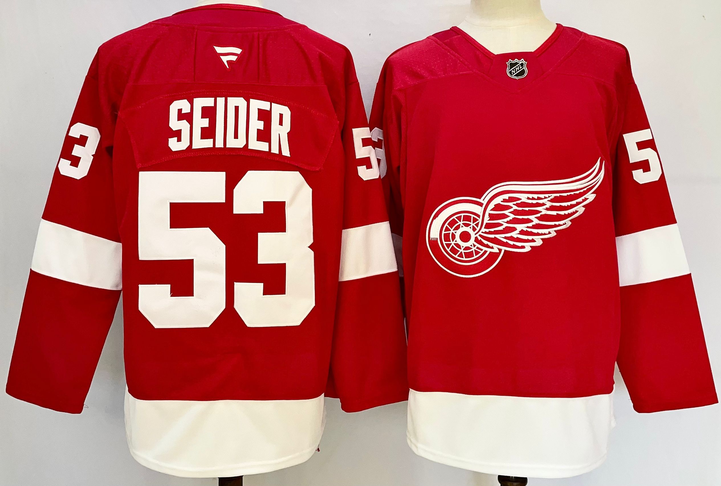 Men Detroit Red Wings #53 Seider Red 2025 Home Premier Player NHL Jersey style 1->detroit red wings->NHL Jersey